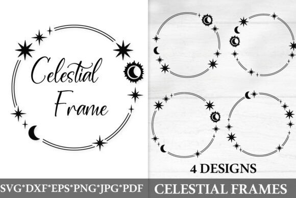 Download Celestial Frame SVG with Moon, Stars - Moon Collection