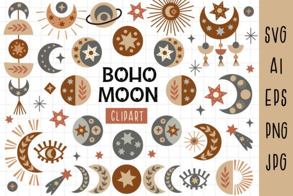 Download Bohemian Moon Svg, Moon Phase Clipart - Moon Collection