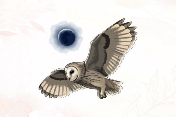 Download Barn Owl Flying Under Dark Full Moon - Moon Collection