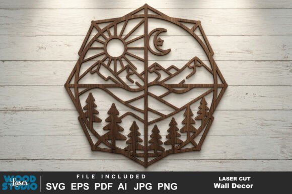 Download Night Moon Wall Art Laser Cut SVG - Moon Collection