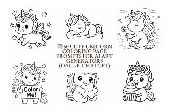 Download 50 Unicorn Coloring Page Prompts ChatGPT - Premium Bundle