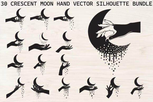 Download Crescent Moon Hand Silhouette Bundle - Moon Collection