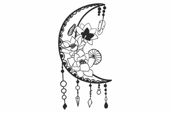 Download Boho Floral Moon SVG, Moon SVG, Bohemian - Moon Collection