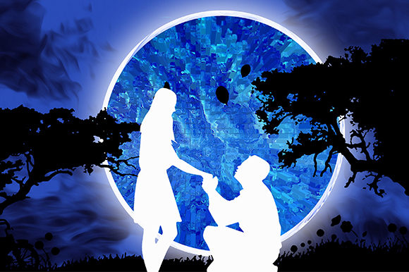 Download Valentines Day Couples Full Moon Love - Moon Collection