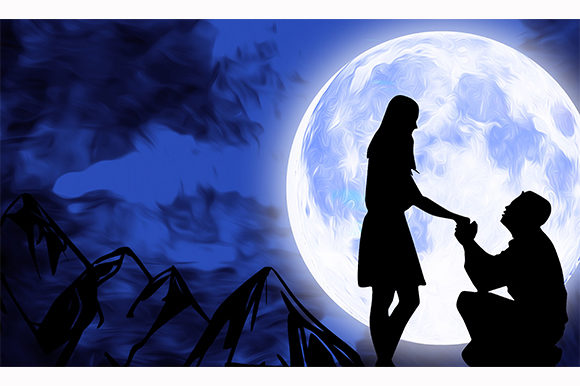 Download Valentines Day Couples Love Night Moon - Moon Collection