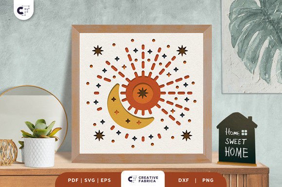 Download Bohemian Sun and Moon 3D Paper Cut SVG - Moon Collection