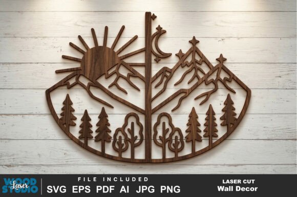 Download Night Moon Wall Art Laser Cut SVG - Moon Collection