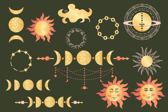 Download Phases of the Moon, Celestial Sun in Set - Moon Collection