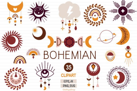 Download Bohemian Moon Clipart, Moonchild Set - Moon Collection