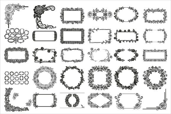 Download Elegant Rose Frame Laser Cut Design - Elegant Collection