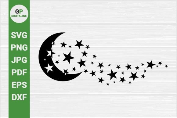 Download Crescent Moon and Stars, Star Waves SVG - Moon Collection