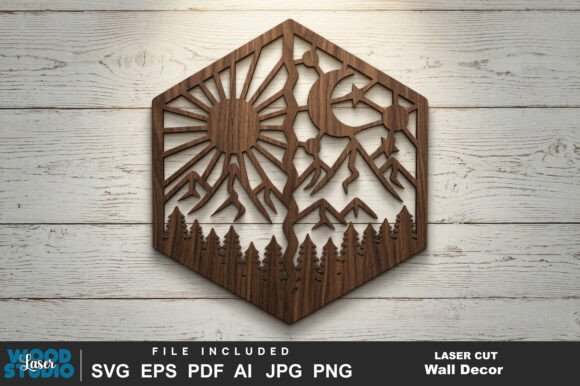 Download Night Moon Wall Art Laser Cut SVG - Moon Collection
