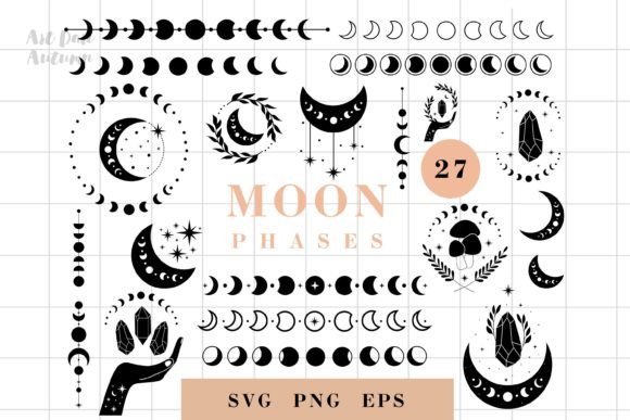 Download Moon Phases SVG Designs, Celestial Svg - Moon Collection