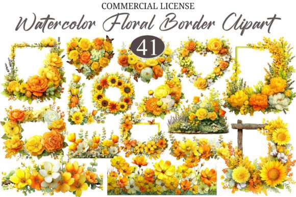 Download Watercolor Floral Border Sublimation PNG - Floral border Collection