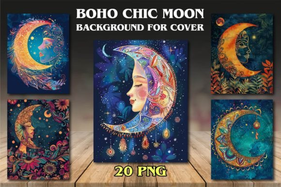 Download Boho Chic Moon Backgrounds for Covers - Moon Collection