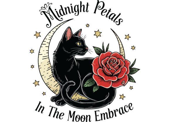 Download Mystic Black Cat Moon Art Print SVG, PNG - Moon Collection