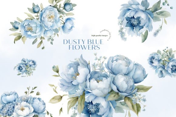 Download Elegant Dusty Blue Flowers Clipart - Elegant Collection