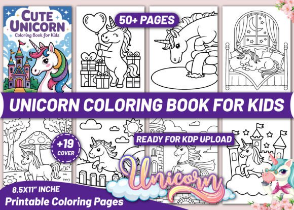 Download CUTE UNICORN COLORING BOOK for KIDS - Premium Bundle
