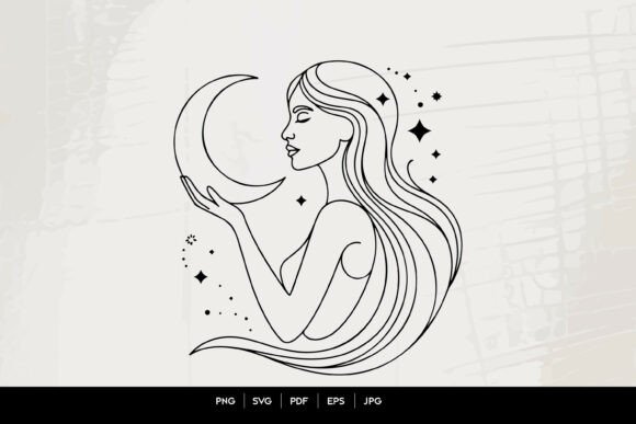Download Mystical Woman Holding Crescent Moon - Moon Collection