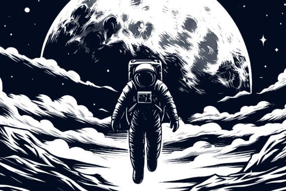Download Astronauts &amp; the Moon Print Clothing - Moon Collection
