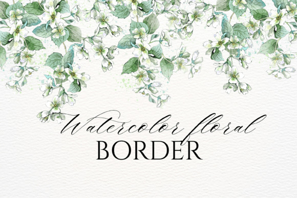 Download Watercolor Jasmine Floral Border PNG - Floral border Collection