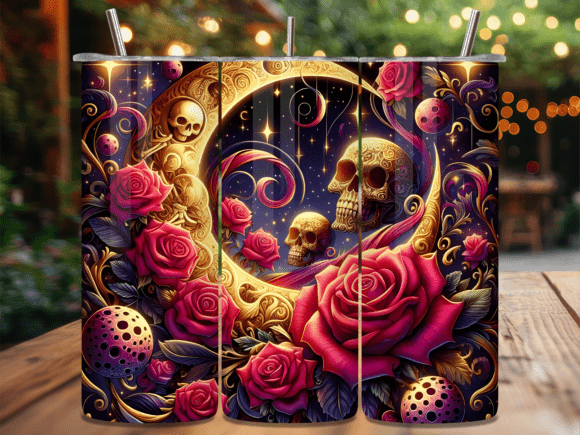 Download Valentines Day Skull Moon Rose Tumbler - Moon Collection