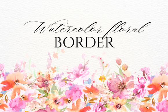 Download Watercolor Floral Border PNG - Floral border Collection