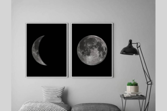 Download Moon Print Set Wall Art Home Decor - Moon Collection