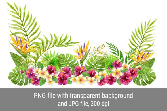 Download Watercolor Tropical Floral Border PNG - Floral border Collection