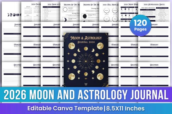 Download 2026 Moon &amp; Astrology Journal Canva Kdp - Moon Collection