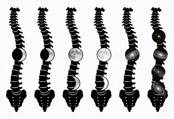 Download Spine Moon Galaxy Silhouette Art Print - Moon Collection
