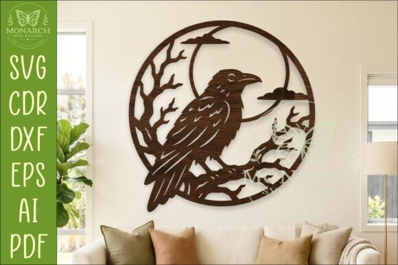 Download Raven Moon Wall Art SVG, Gothic Decor - Moon Collection