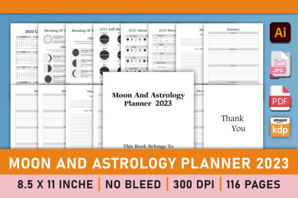 Download Editable Moon and Astrology Planner 2023 - Moon Collection