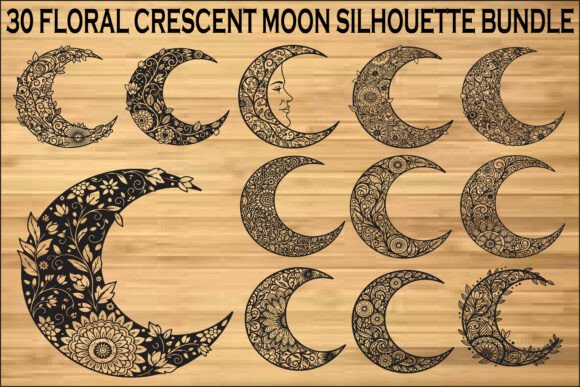 Download Floral Crescent Moon SVG Bundle - Moon Collection