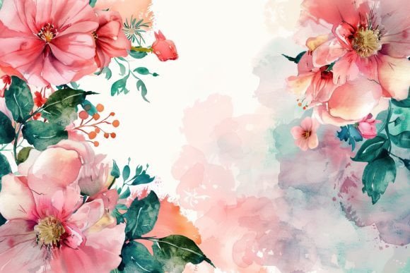 Download Pink Watercolor Floral Border - Floral border Collection