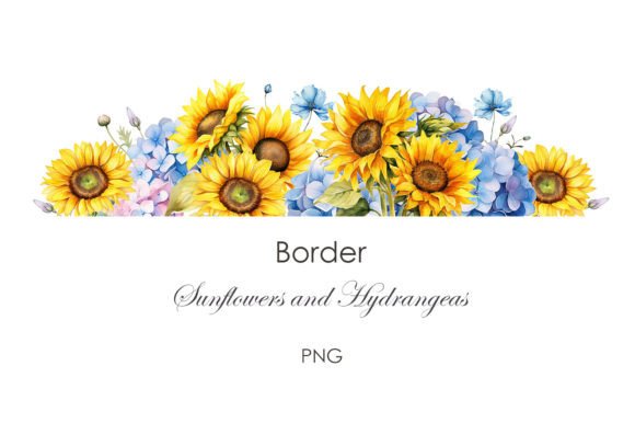 Download Floral Border Sunflowers and Hydrangea - Floral border Collection