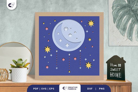 Download Bohemian Moon 3D Shadow Box SVG - Moon Collection