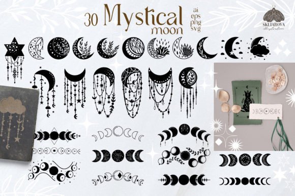 Download Mystical Moon and Moon Phases SVG PNG - Moon Collection