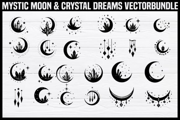 Download Mystic Moon &amp; Crystal Dream Vector Set B - Moon Collection