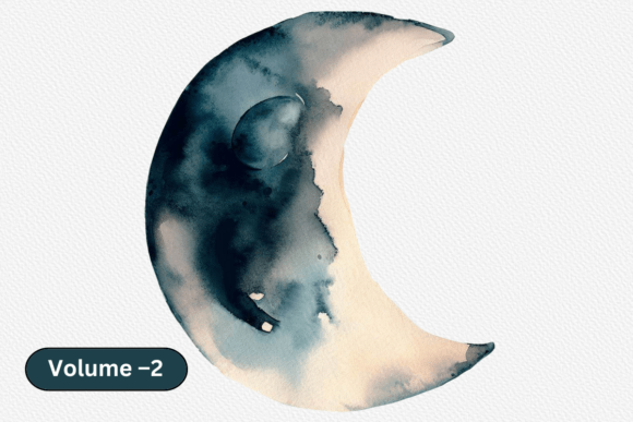 Download Watercolor Moon Lunar Phases Clip Art - Moon Collection
