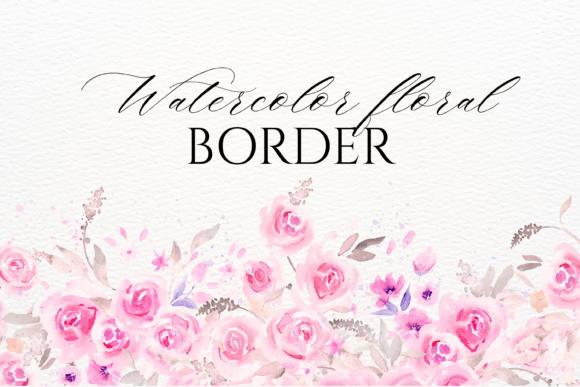 Download Watercolor Pink Roses Floral Border PNG - Floral border Collection