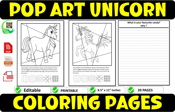 Download Pop Art Unicorn Coloring Pages - Premium Bundle