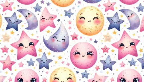 Download Smiling Stars Moon Print - Moon Collection