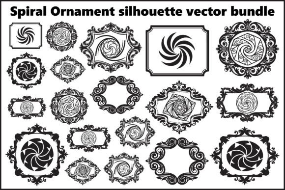 Download Elegant Spiral Ornament Silhouette Frame - Elegant Collection