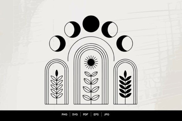 Download Boho Moon Phase Botanical SVG - Moon Collection
