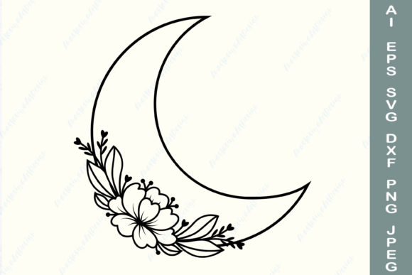 Download Floral Moon Svg, Bohemian Moon Svg - Moon Collection