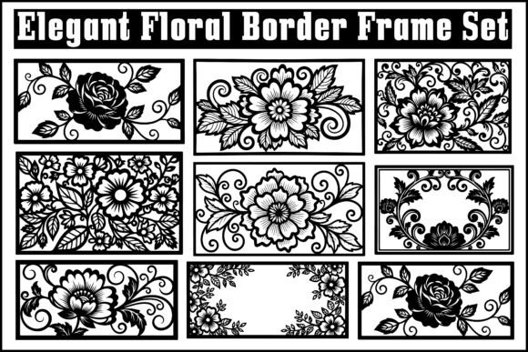 Download Vintage Floral Border Frame Set - Floral border Collection