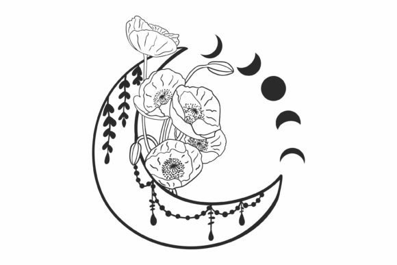 Download Boho Floral Moon SVG, Moon SVG, Bohemian - Moon Collection